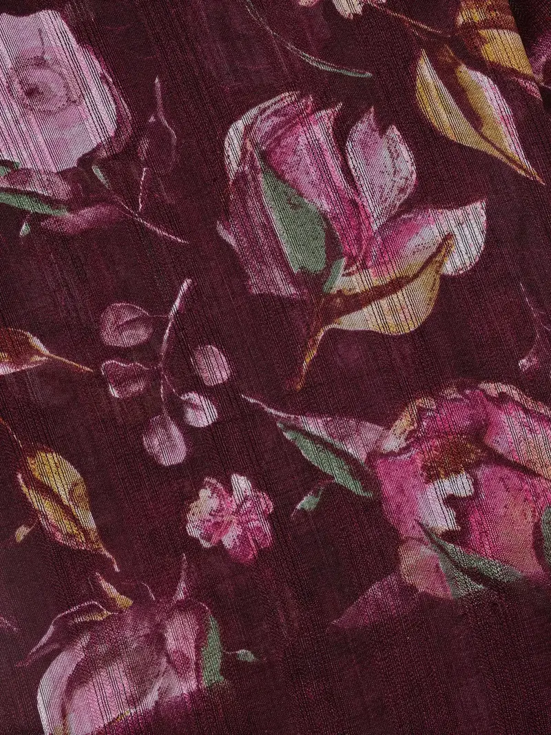 Purple Floral Prints Fancy Georgette Saree 2