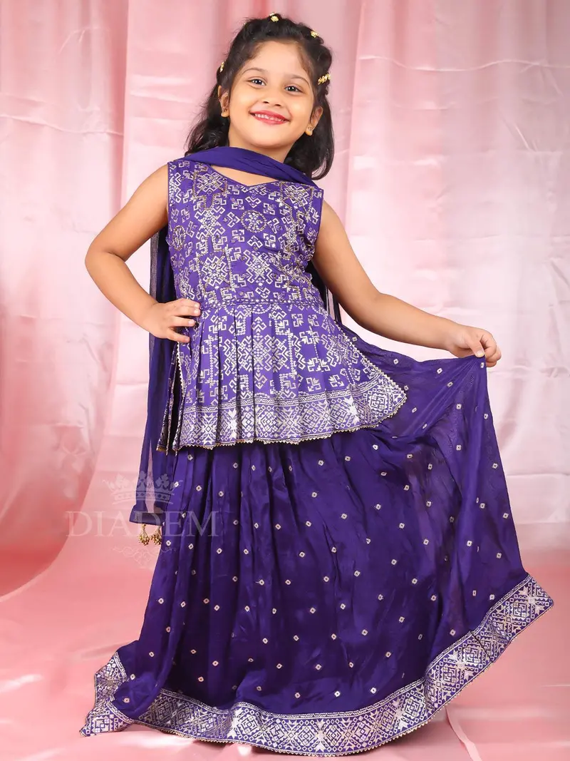 Purple Geometric Designed Lehenga 1