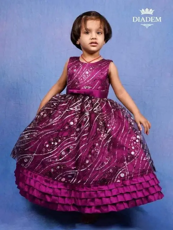 Purple Gown With Sequins And Shimmery Design 1
