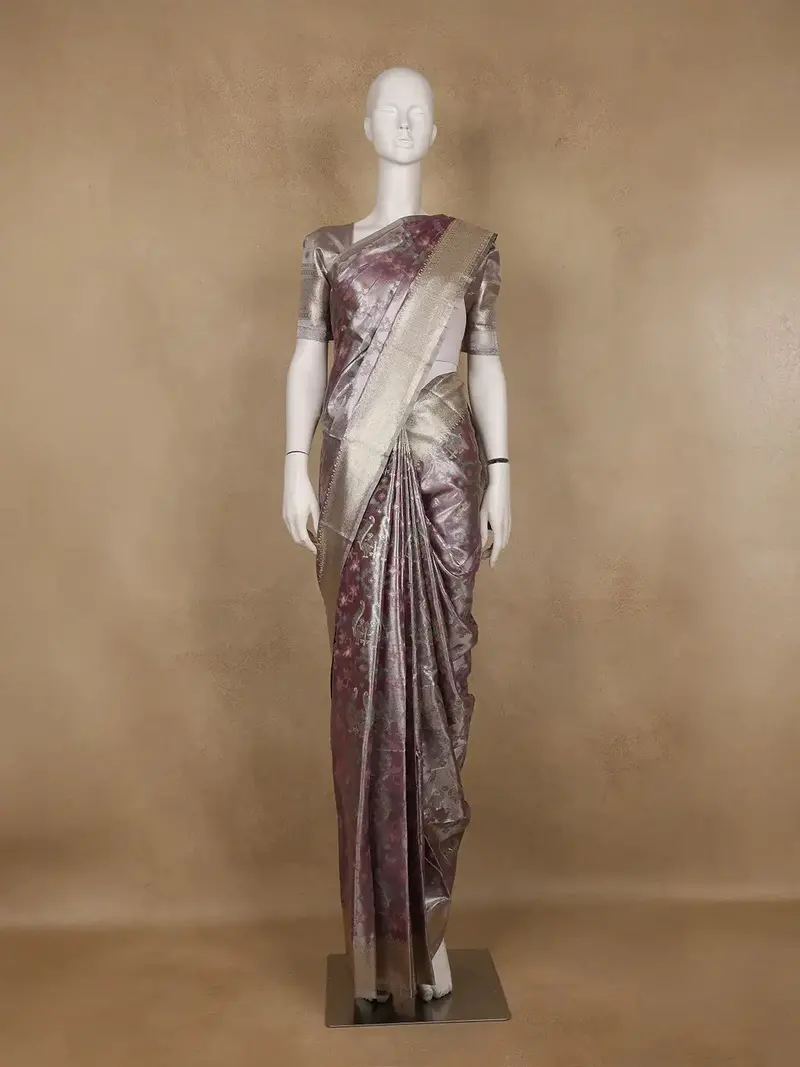 Purple Ikat Woven Tissue Silk Saree 1