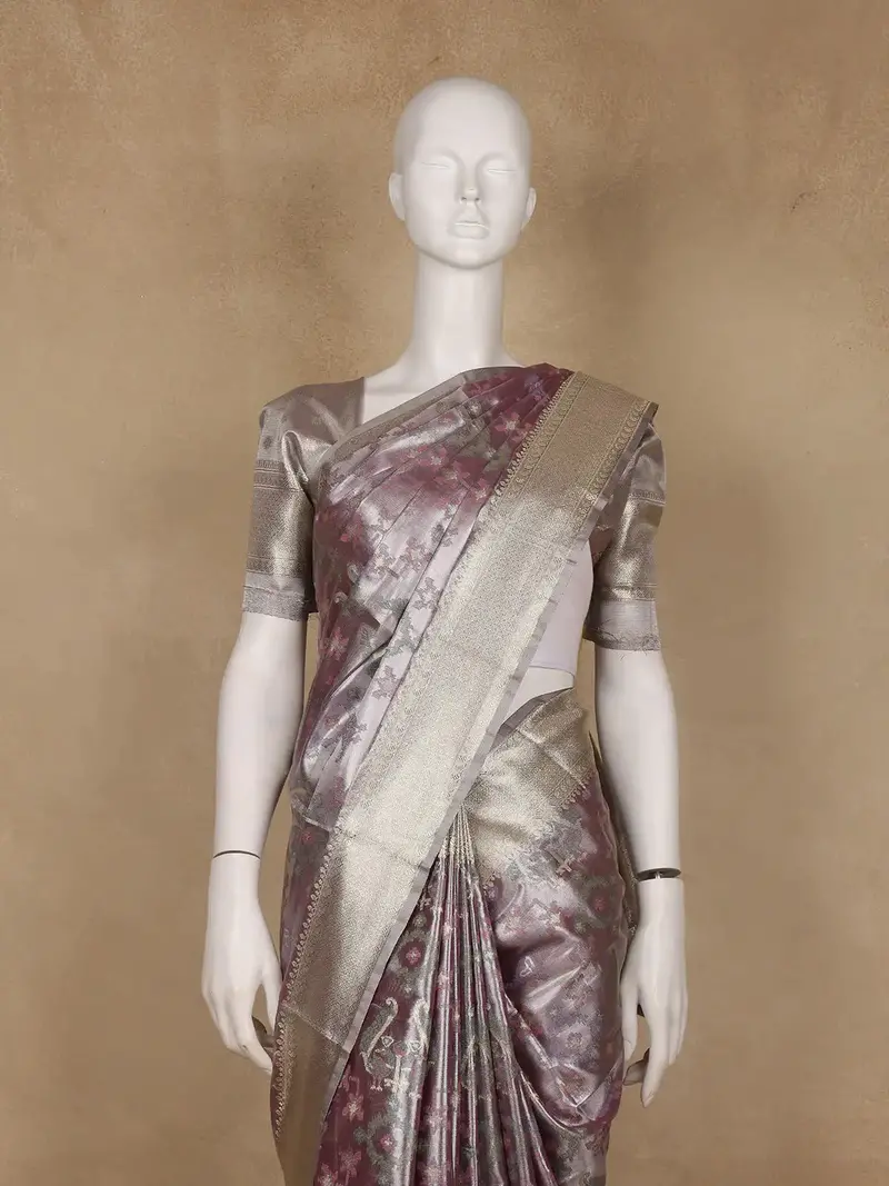 Purple Ikat Woven Tissue Silk Saree 2