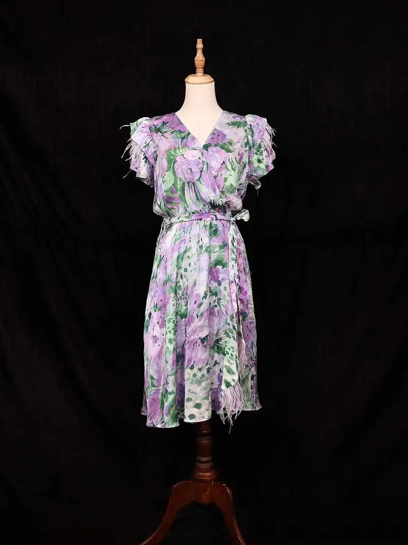 Purple Kurti Top Adorned With Floral And Ruffled Designs Without Dupatta 1