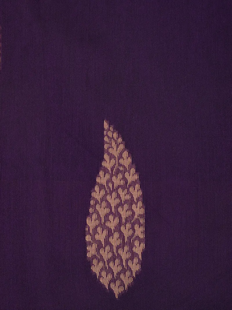 Purple Leaf Woven Design Cotton Saree With Self Border 2