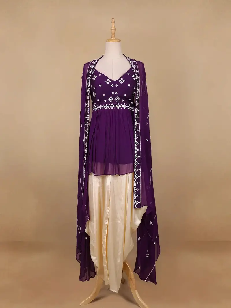 Purple Mirror Worked Georgette Salwar Suit 1