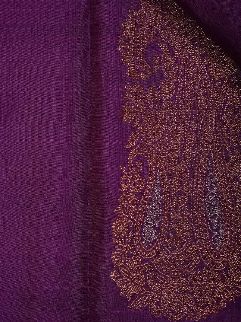 Purple Paisley Woven Pure Kanchipuram Silk Saree 2