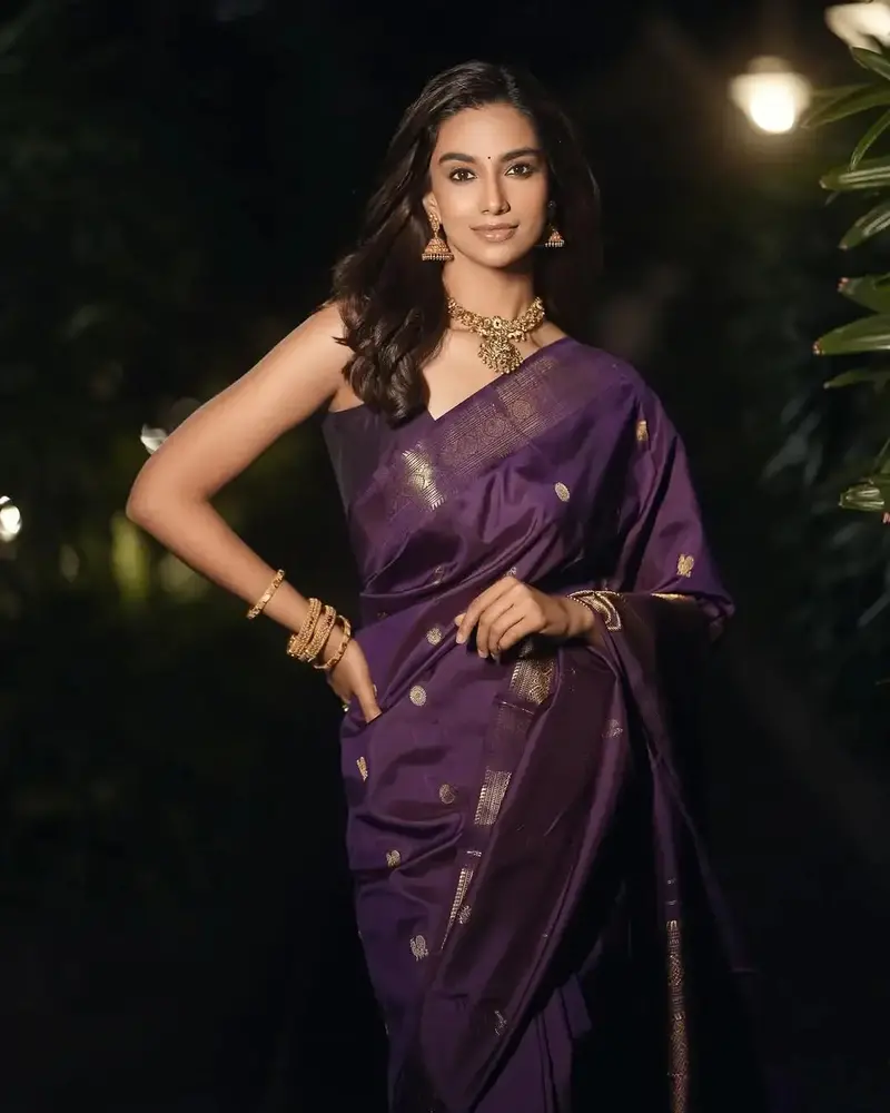 Purple Peacock Motifs Pure Kanchipuram Silk Saree 1