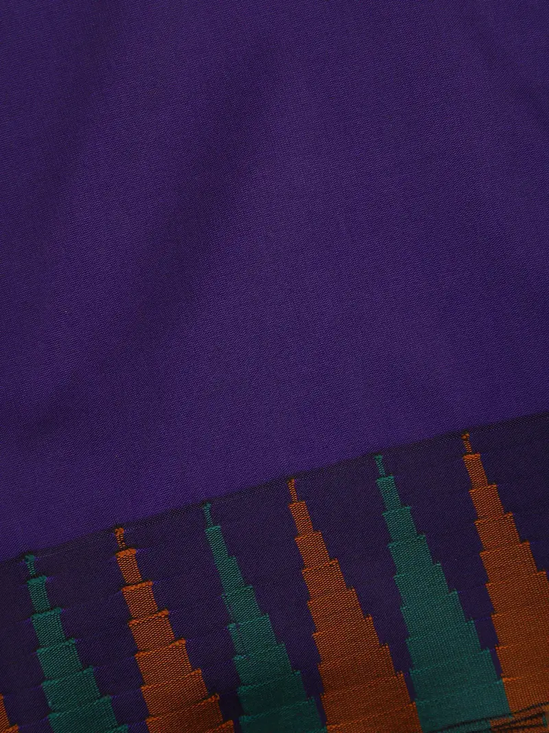 Purple Soft Silk Saree With Temple Ikat Border 2