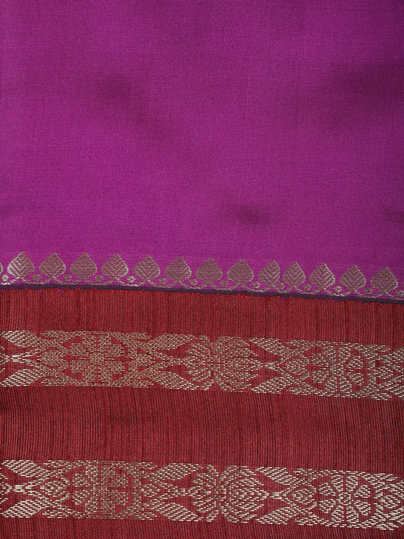 Purple Solid Design Soft Silk Fancy Wear Saree 2