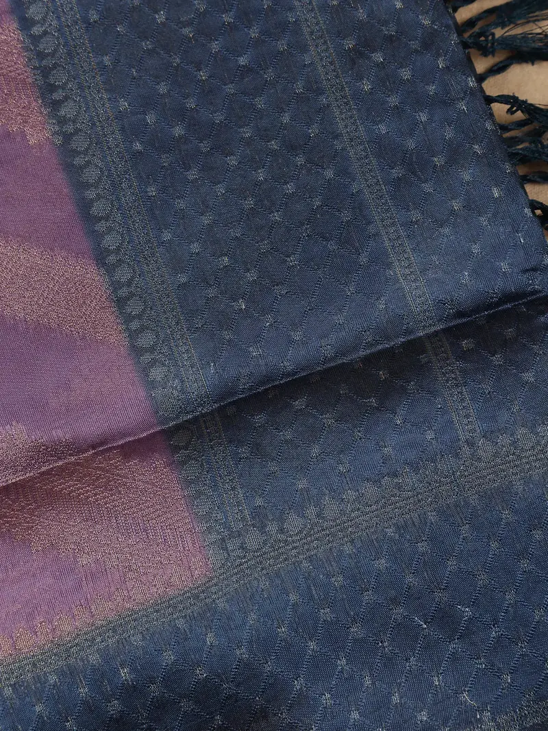Purple Striped Design Tissue Silk Saree 2