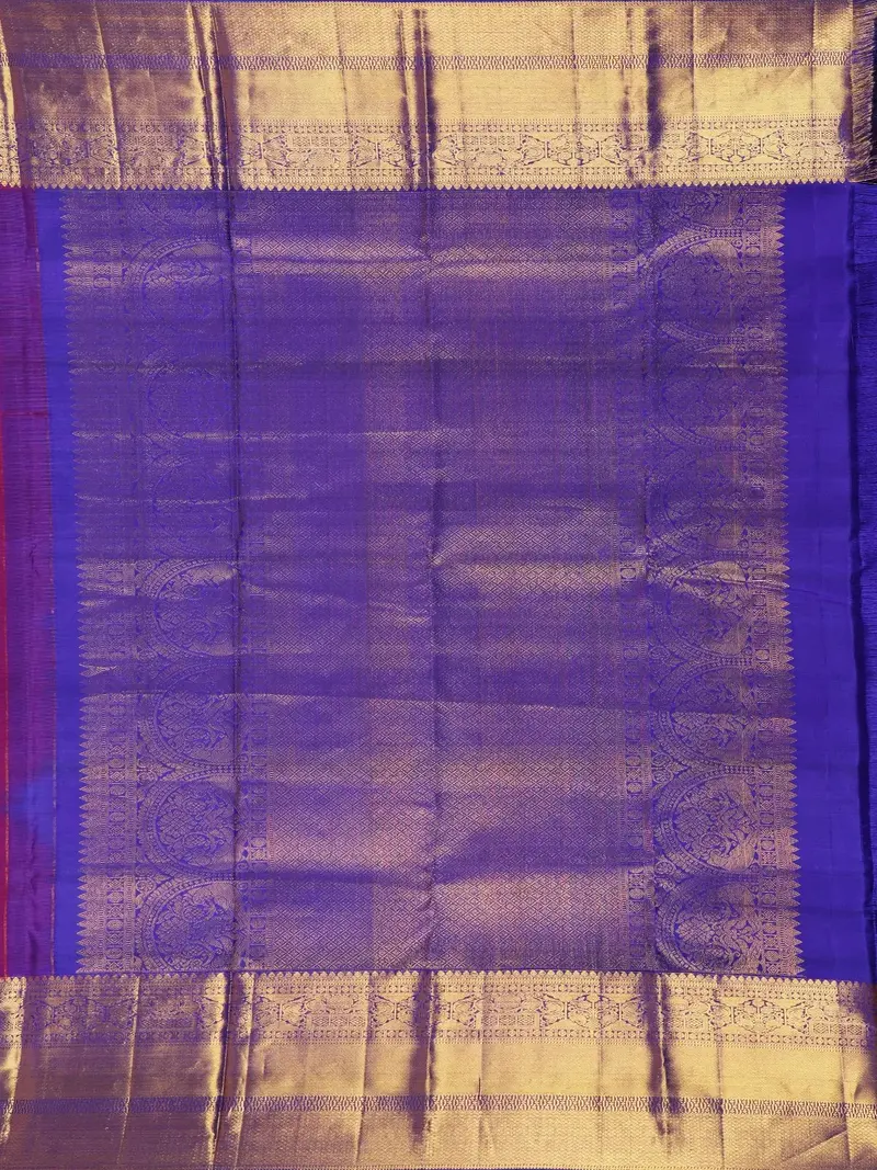 Purple Stripes Woven Pure Kanchipuram Silk Saree 2