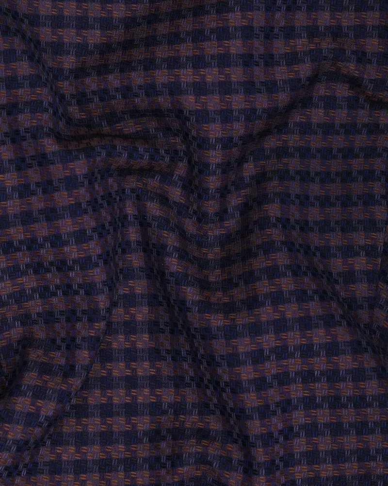 Purple With Brown Checked And Textured Wool Rich Waistcoat 3