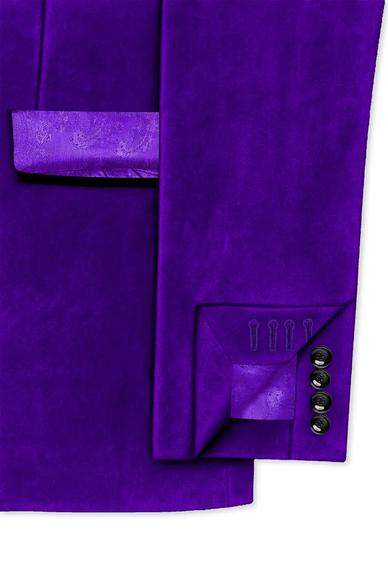 Purvion-Christalle Purple Velvet Peak Lapel Tuxedo Blazer 6