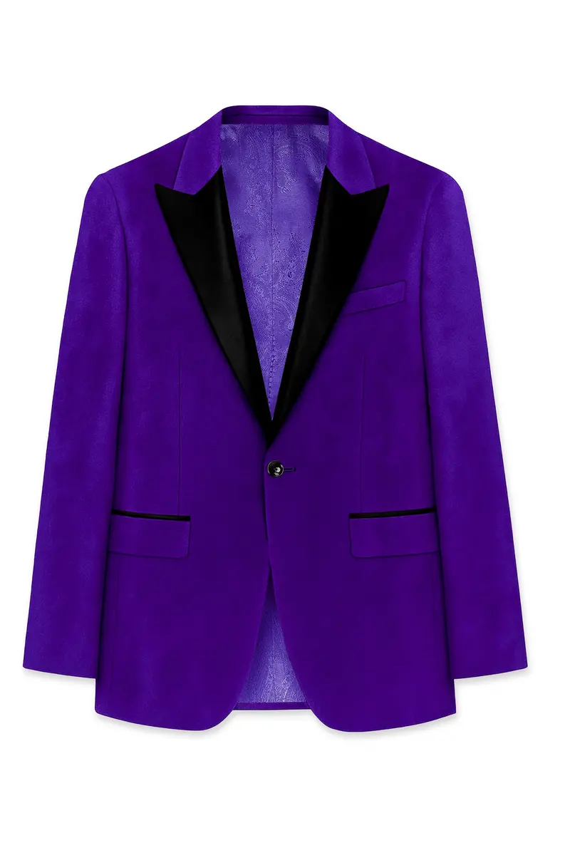 Purvion-Christalle Purple Velvet Peak Lapel Tuxedo Blazer 7