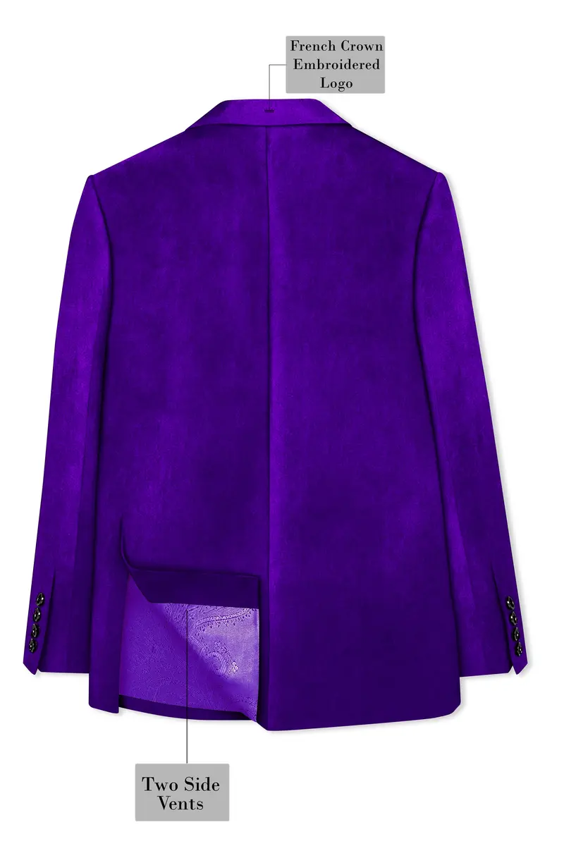 Purvion-Christalle Purple Velvet Peak Lapel Tuxedo Blazer 8