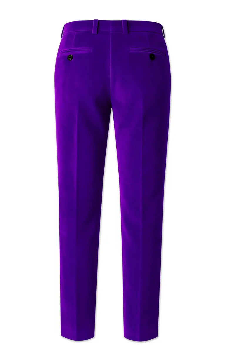 Purvion-Christalle Purple Velvet Stretchable Waistband Pant 5