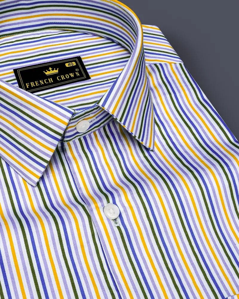 Purvoro-Casper Purple Aradonis Multicolour Striped Subtle Sheen Super Soft Premium Cotton Dress Shirt 1