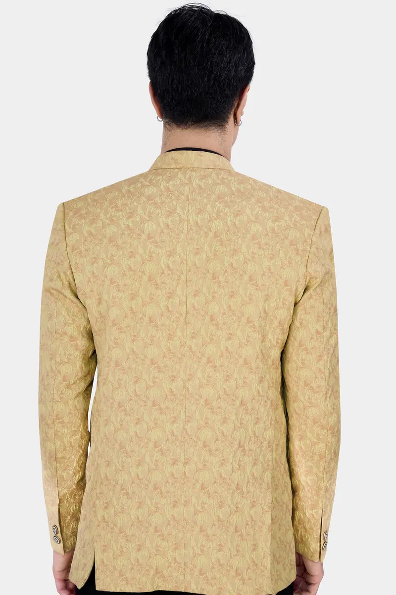 Putty Brown Textured Cross Placket Bandhgala Designer Blazer 4