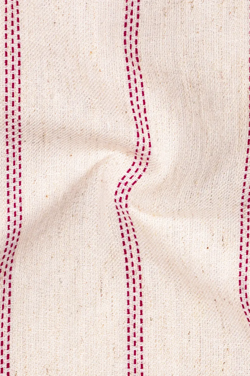 Quarter Spanish With Froly Red Striped Luxurious Linen Shirt 3