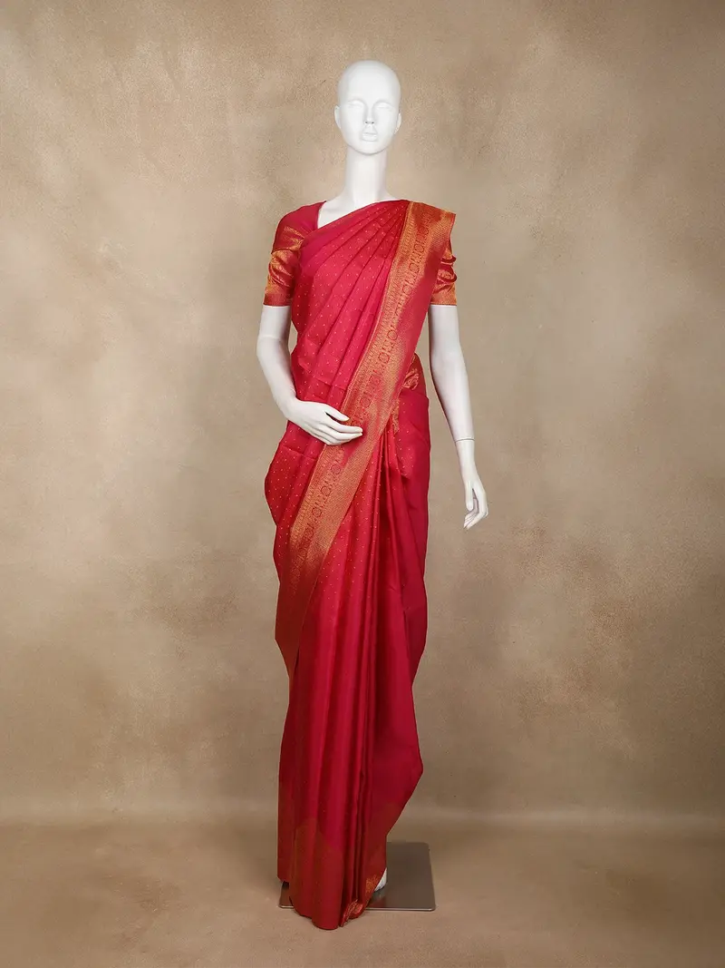 Queen Pink Butta Woven Design Kanchipuram Silk Saree 1