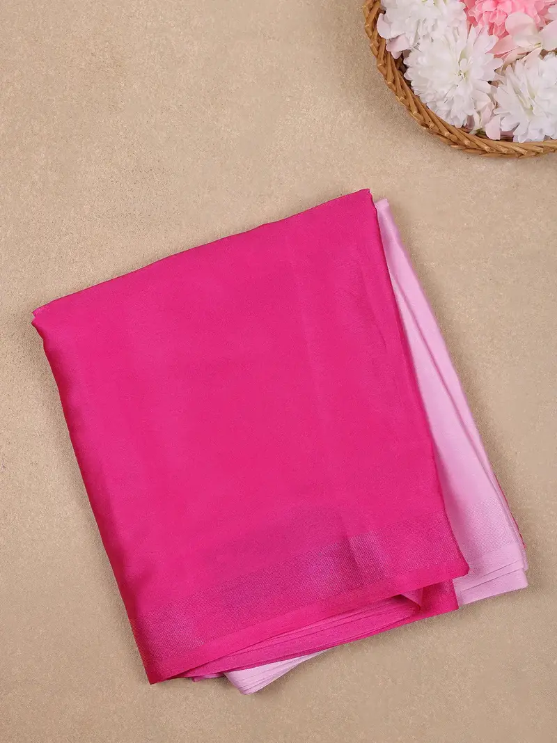 Queen Pink Solid Design Satin Saree 1