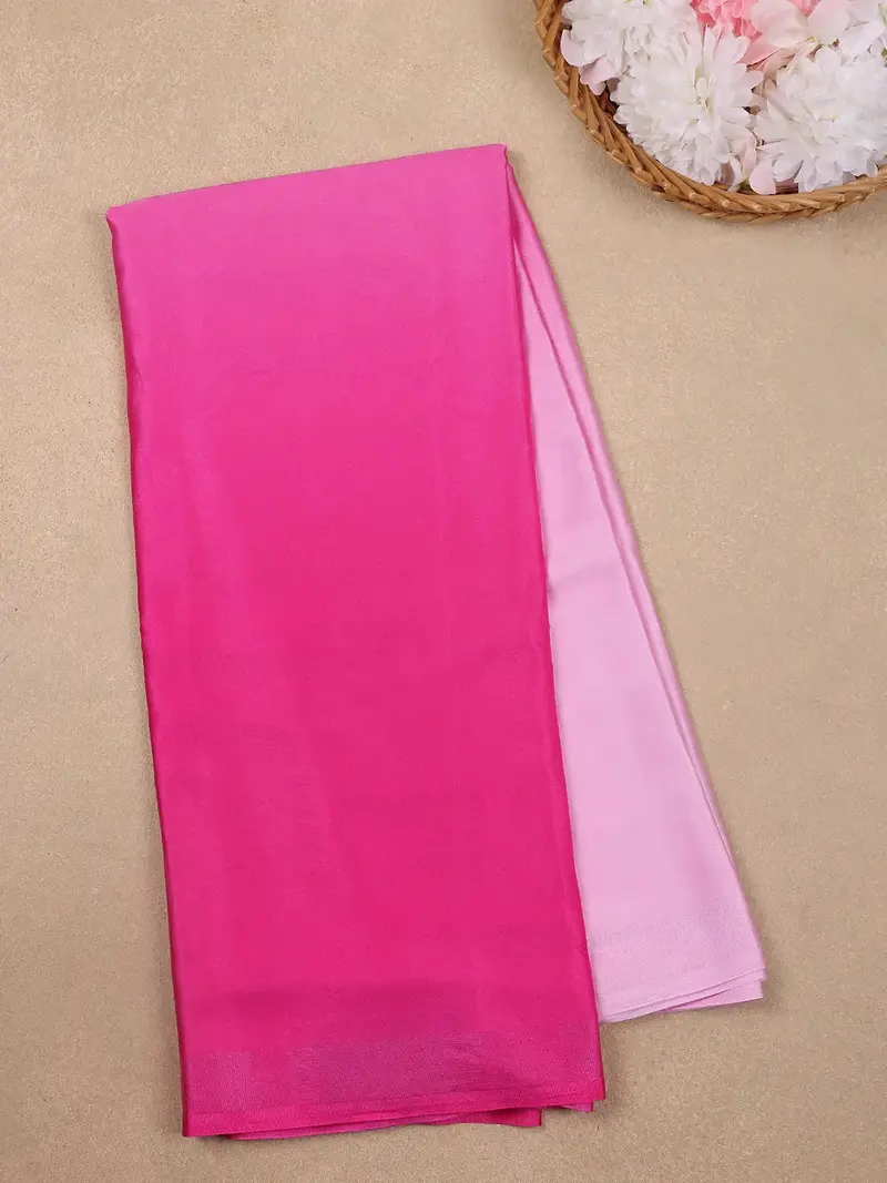 Queen Pink Solid Design Satin Saree 2