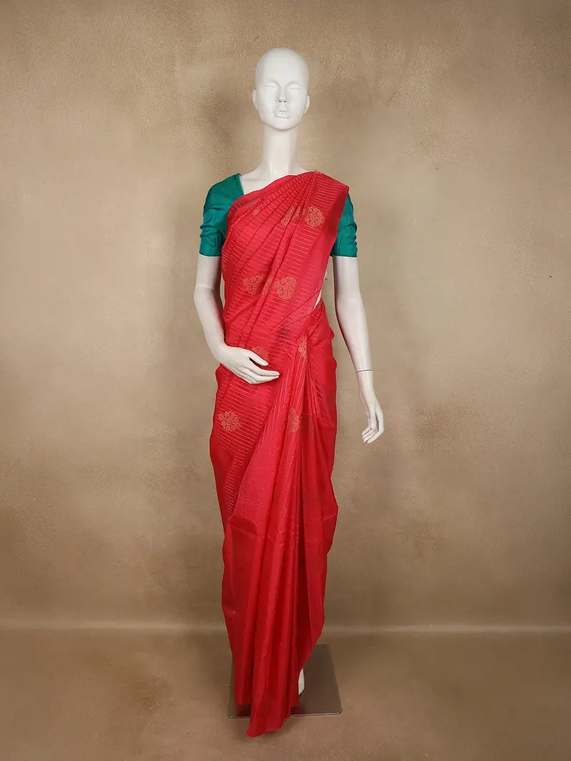 Queen Pink Stripes Zari Woven Design Pure Kanchipuram Silk Saree With Zari Border 1
