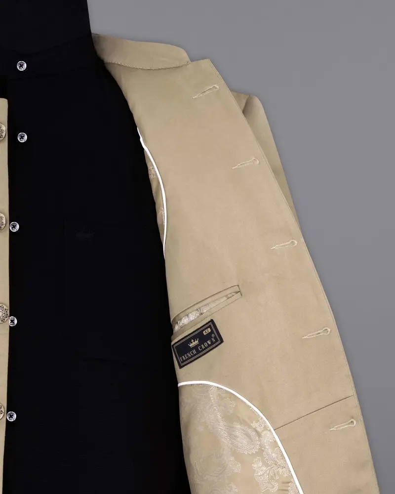 Quicksand Brown Bandhgala Premium Cotton Stretchable Traveler Blazer 7