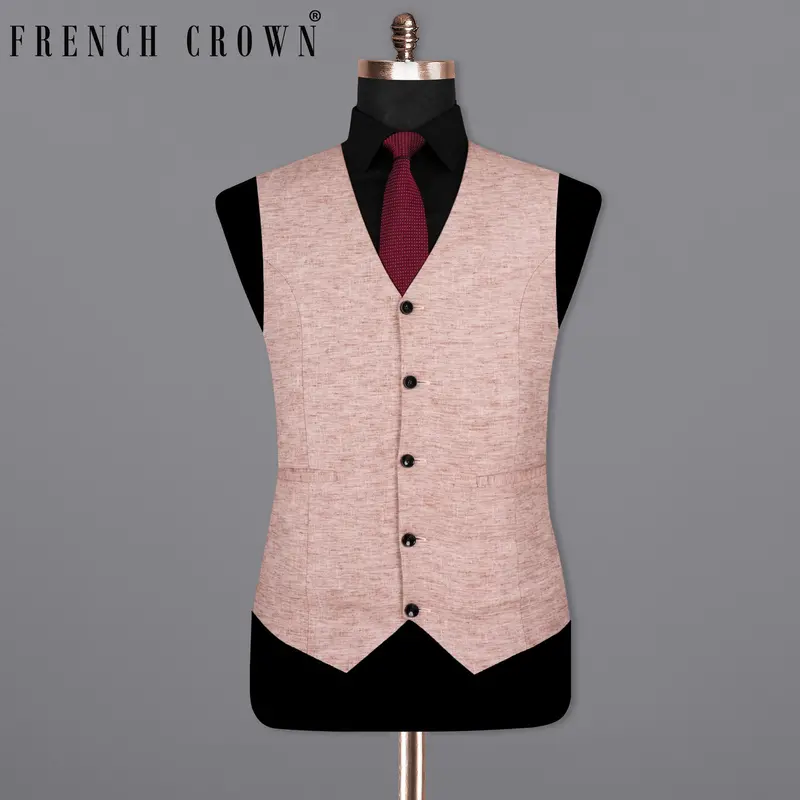Quicksand Brown Luxurious Linen Sports Waistcoat 1