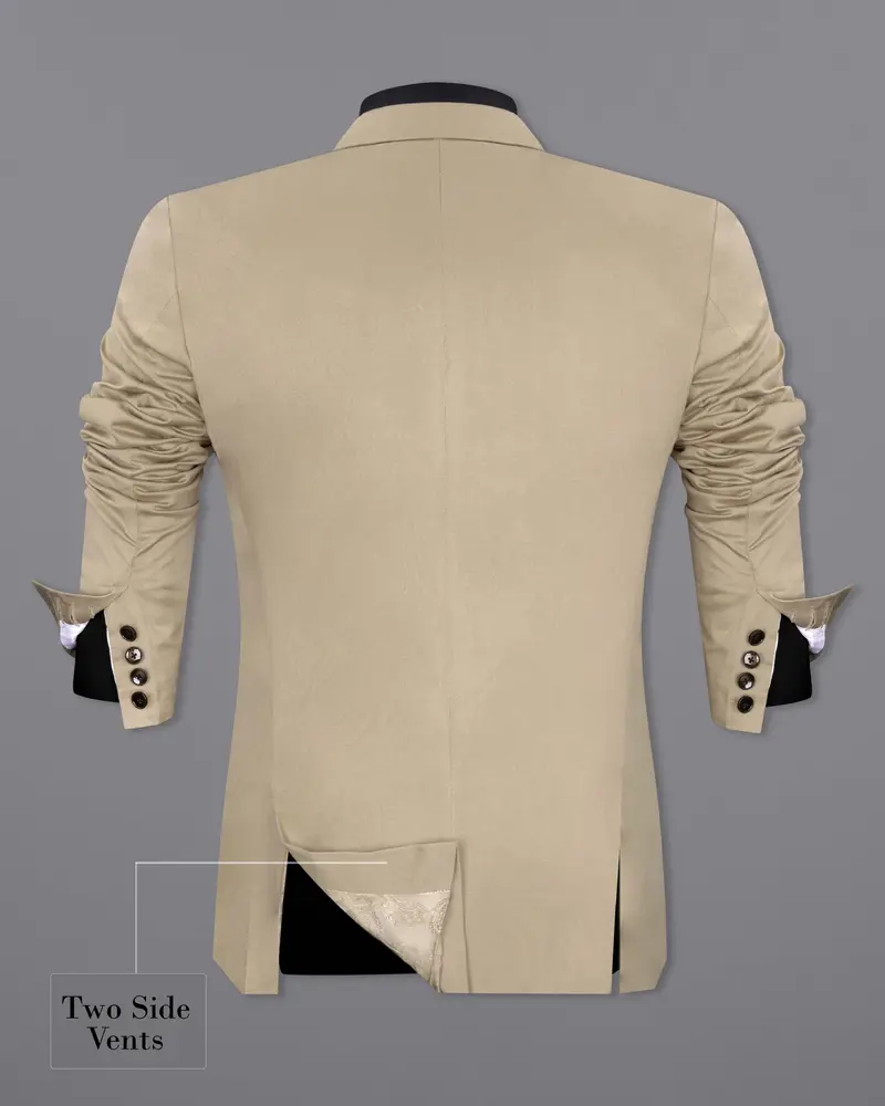 Quicksand Brown Stretchable Double Breasted Premium Cotton Traveler Blazer 8