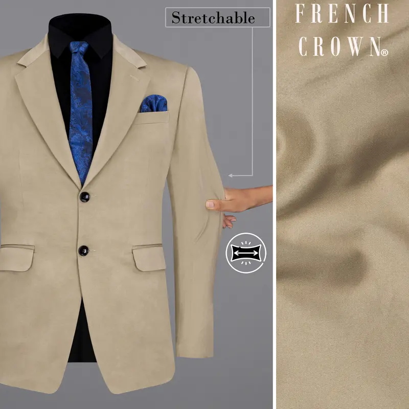 Quicksand Brown Stretchable Premium Cotton Traveler Blazer 1