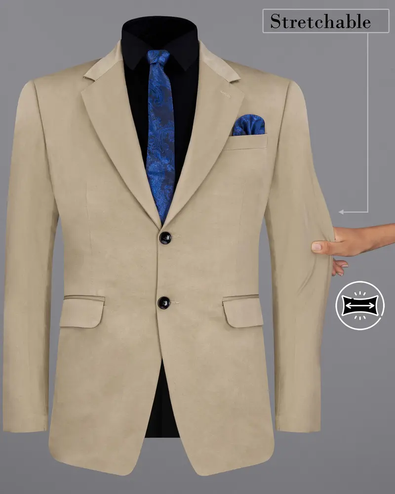 Quicksand Brown Stretchable Premium Cotton Traveler Blazer 2