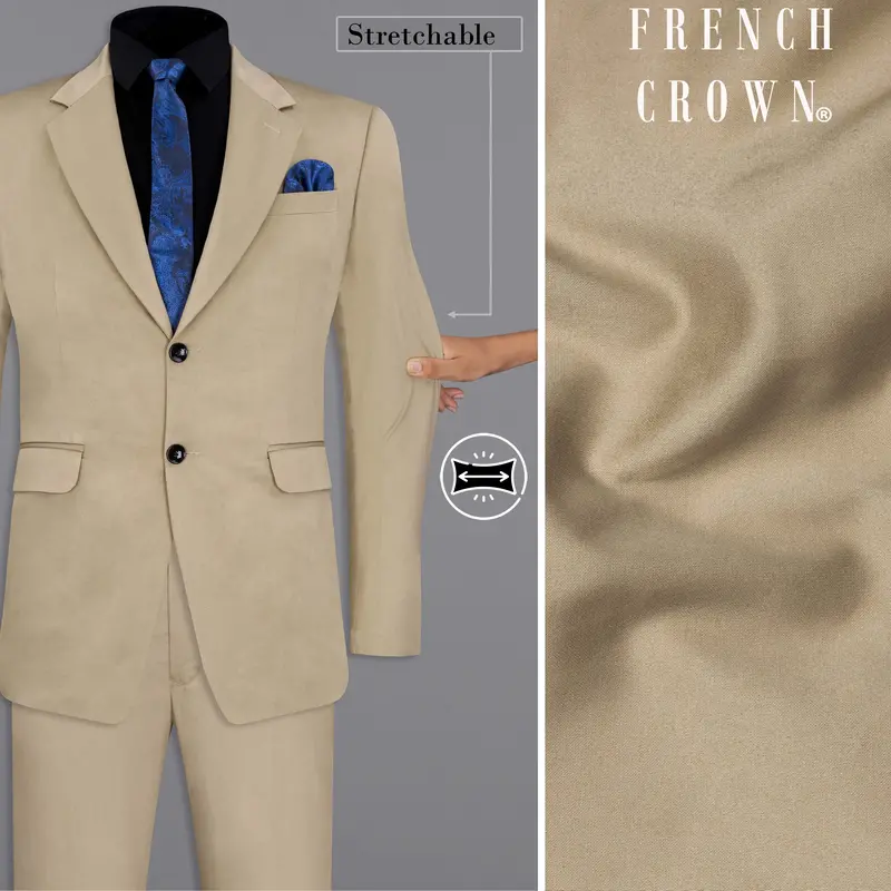 Quicksand Brown Stretchable Premium Cotton Traveler Suit 1