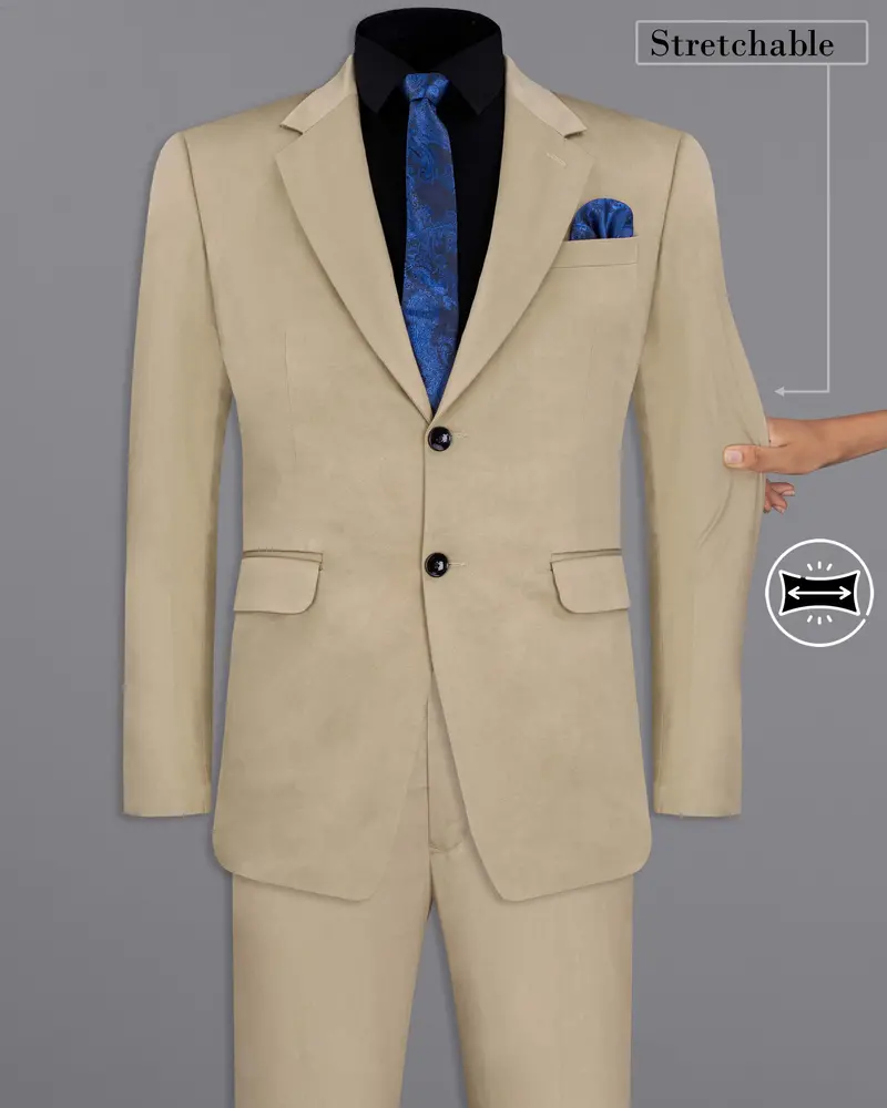 Quicksand Brown Stretchable Premium Cotton Traveler Suit 2
