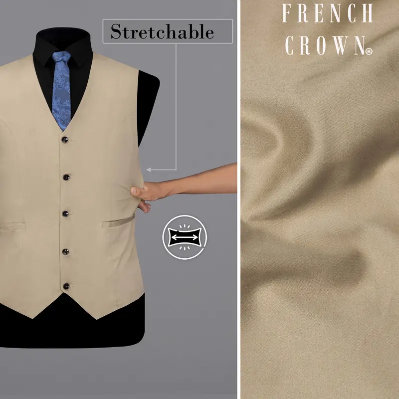 Quicksand Brown Stretchable Premium Cotton Traveler Waistcoat 1
