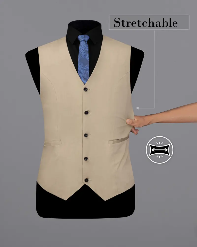 Quicksand Brown Stretchable Premium Cotton Traveler Waistcoat 2