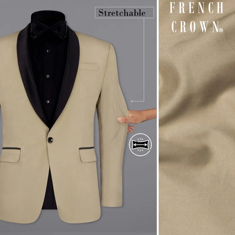 Quicksand Brown Stretchable Tuxedo Premium Cotton Traveler Blazer 1