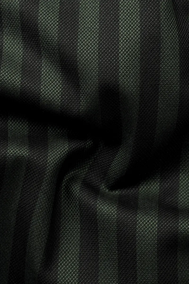 Racing Green And Jade Black Striped Wool Rich Cross Placket Bandhgala Blazer 3