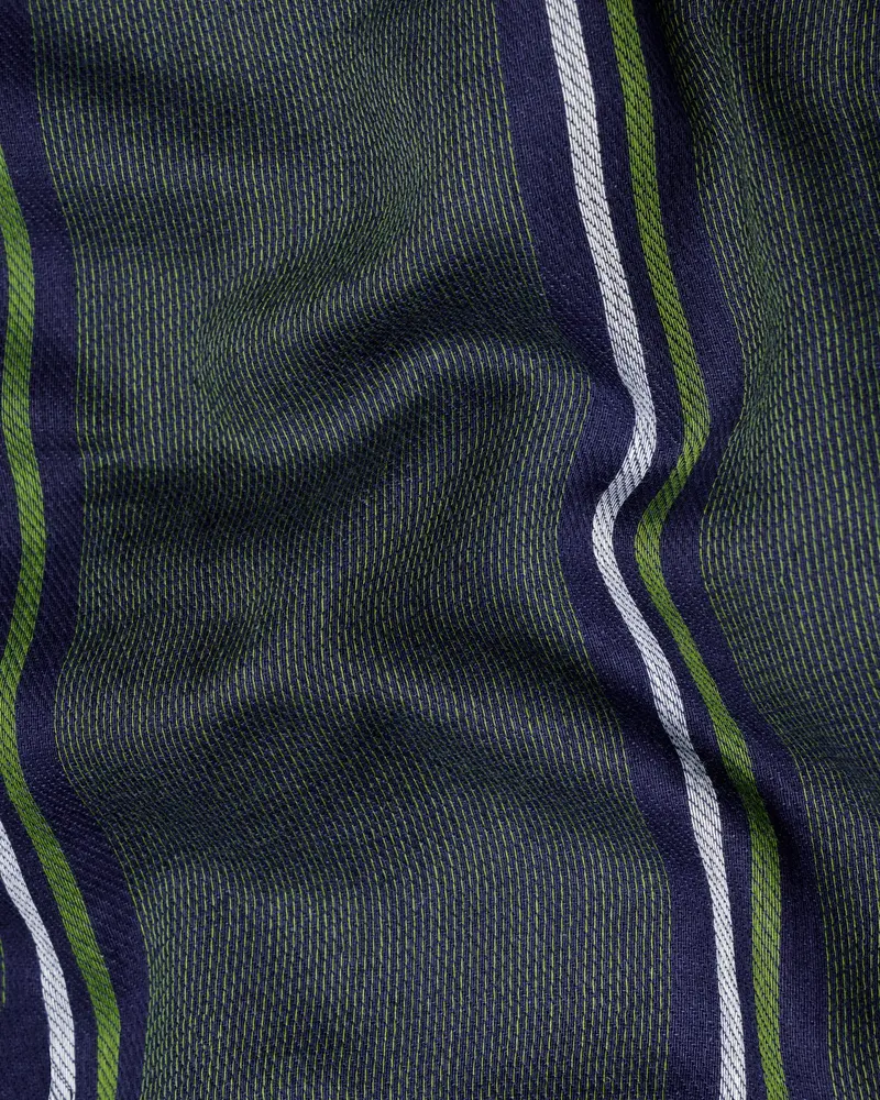 Racing Green Striped Dobby Textured Premium Giza Cotton Shirt 3