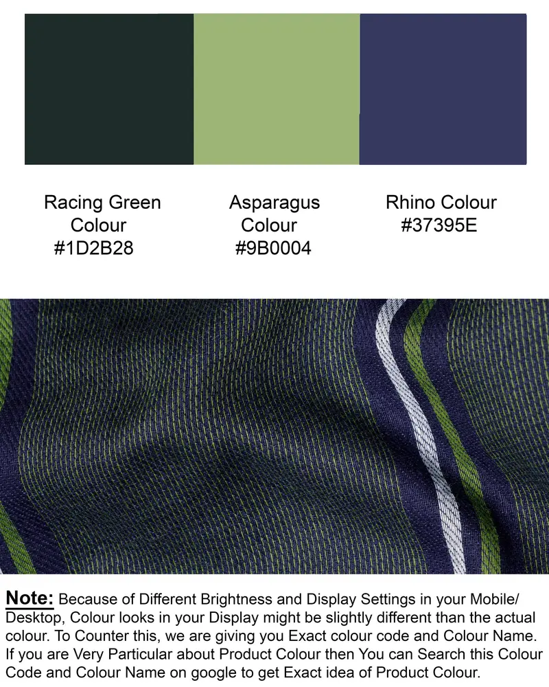 Racing Green Striped Dobby Textured Premium Giza Cotton Shirt 8