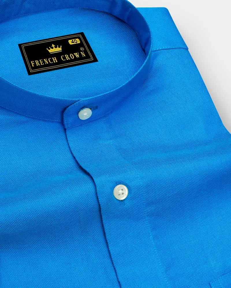 Radiance Blue Dobby Textured Premium Giza Cotton Shirt 1