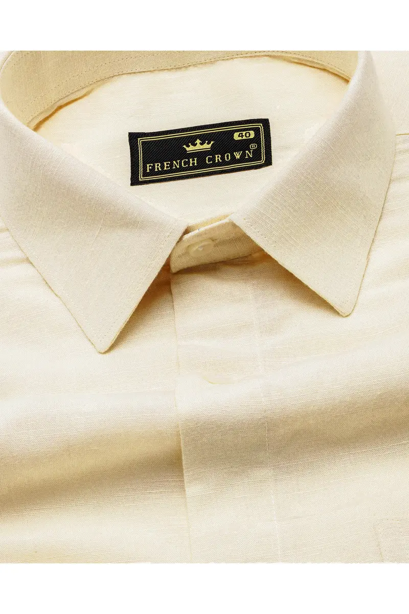 Rafia Beige Luxurious Linen Shirt 1