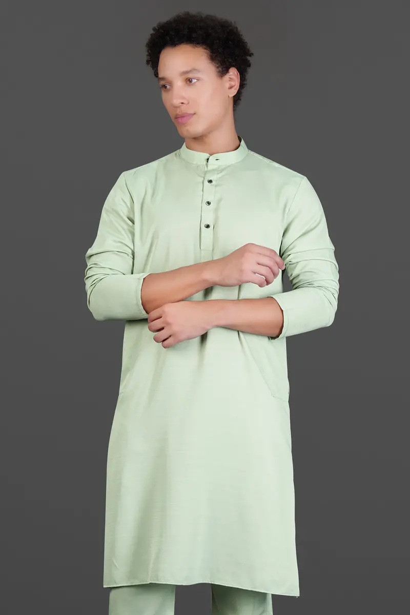 Rainee Green Subtle Sheen Viscose Kurta 5