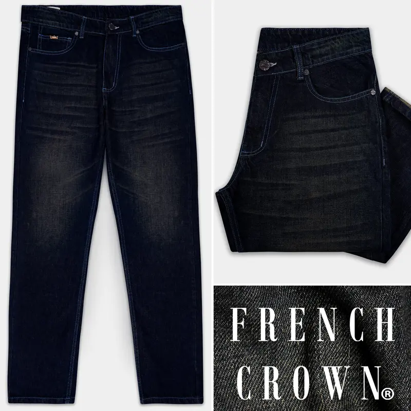 Rangoon Black With Avocado Green Stone Wash Denim 1