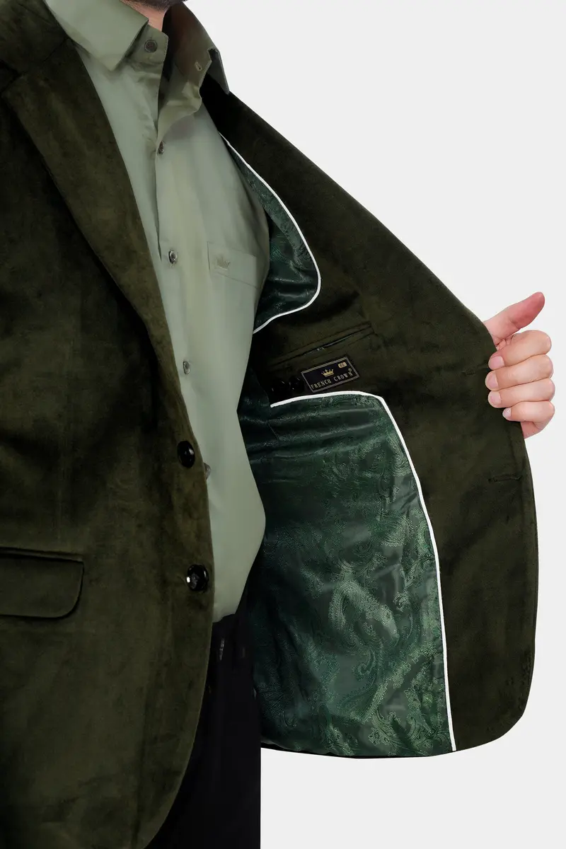 Rangoon Green Single Breasted Velvet Blazer 4
