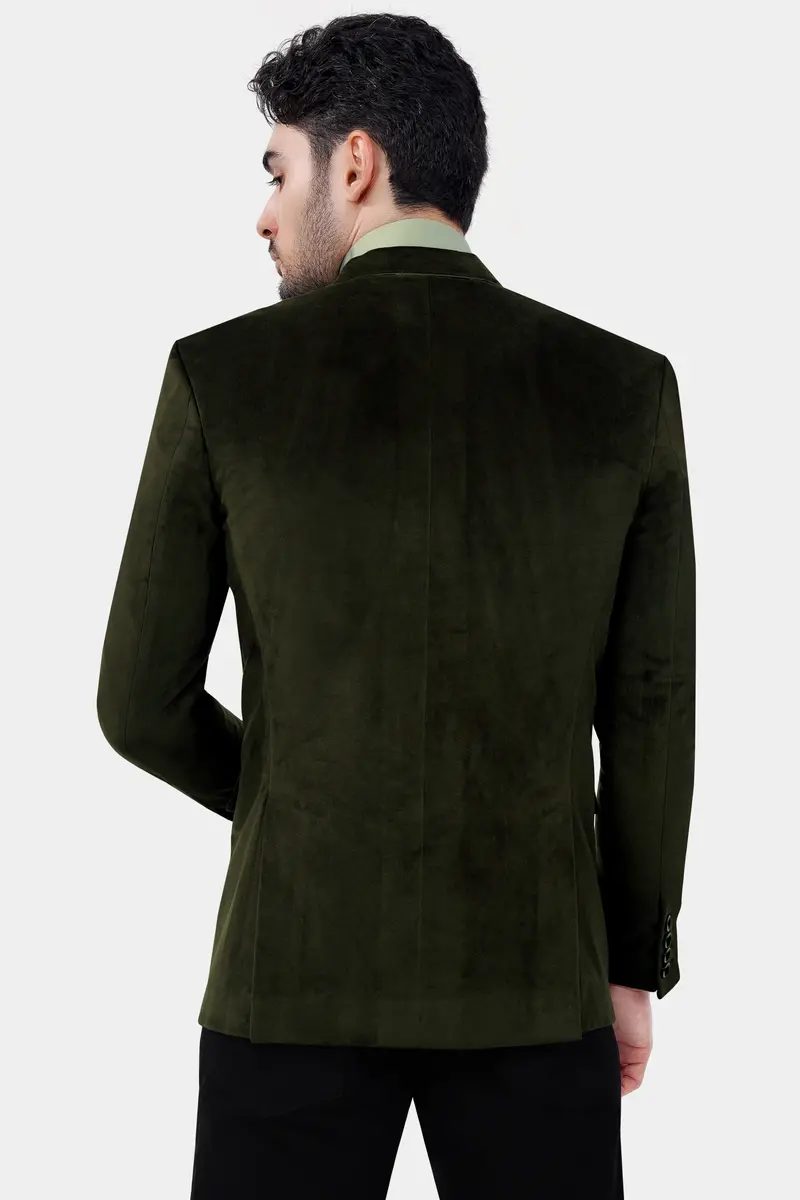 Rangoon Green Single Breasted Velvet Blazer 5
