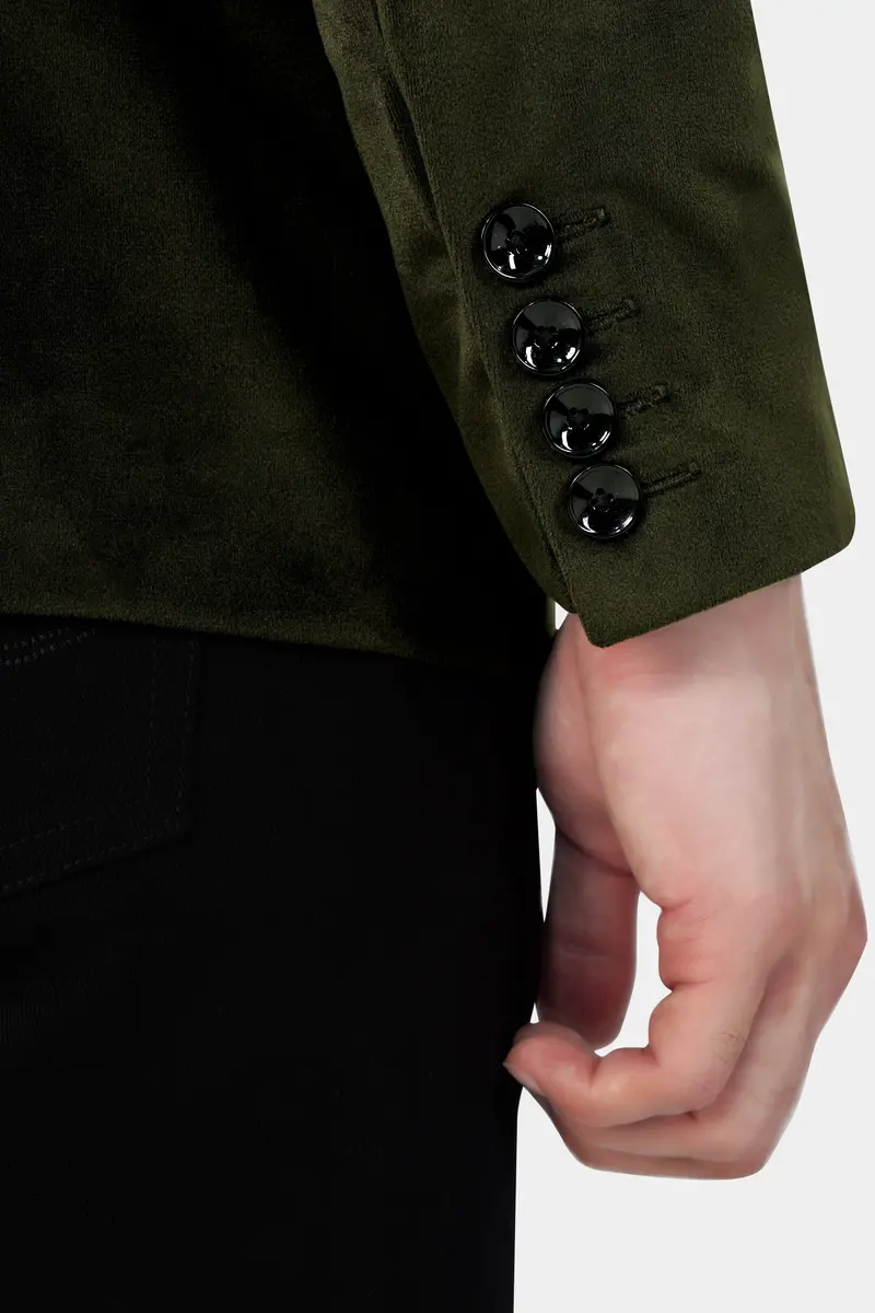Rangoon Green Single Breasted Velvet Blazer 6