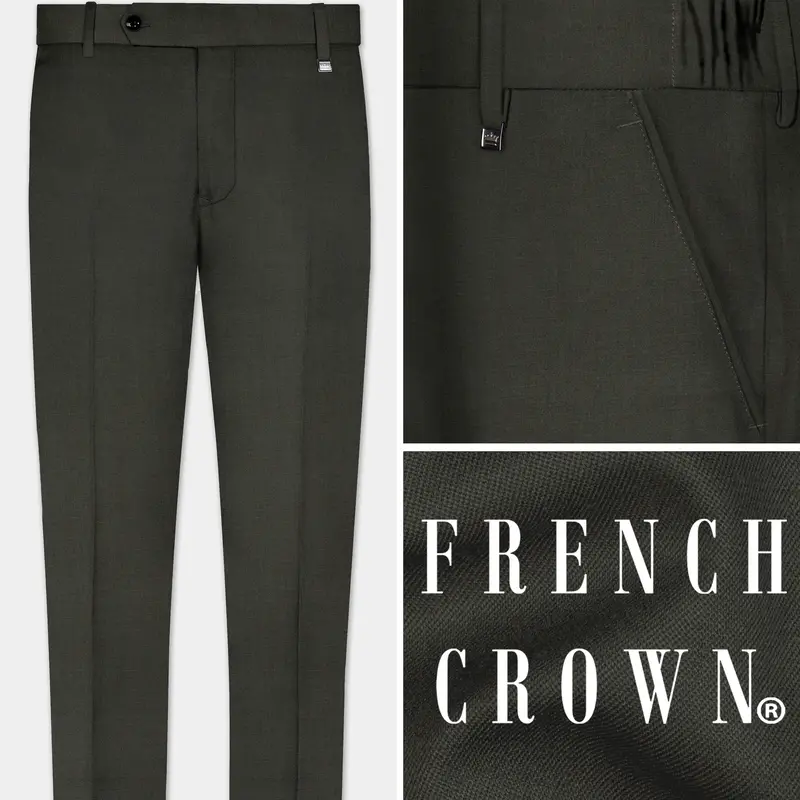 Rangoon Green Wool Blend Stretchable Waistband Pant 1