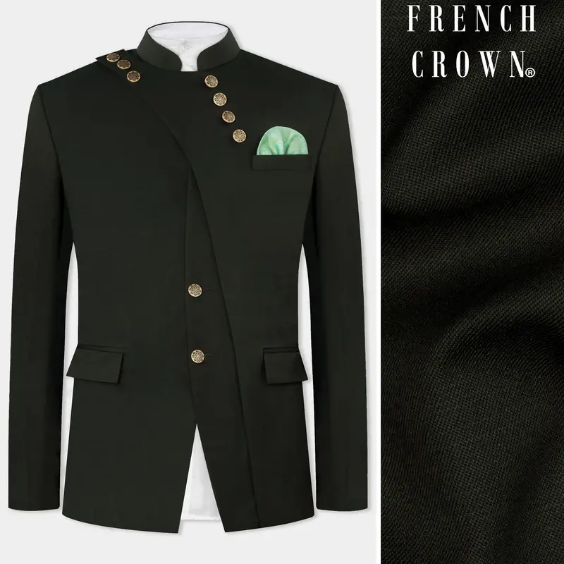 Rangoon Green Wool Rich Bandhgala Designer Blazer 1