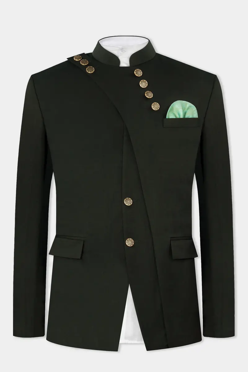 Rangoon Green Wool Rich Bandhgala Designer Blazer 2