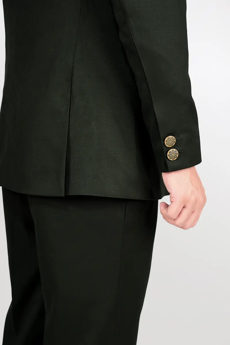 Rangoon Green Wool Rich Bandhgala Designer Blazer 5